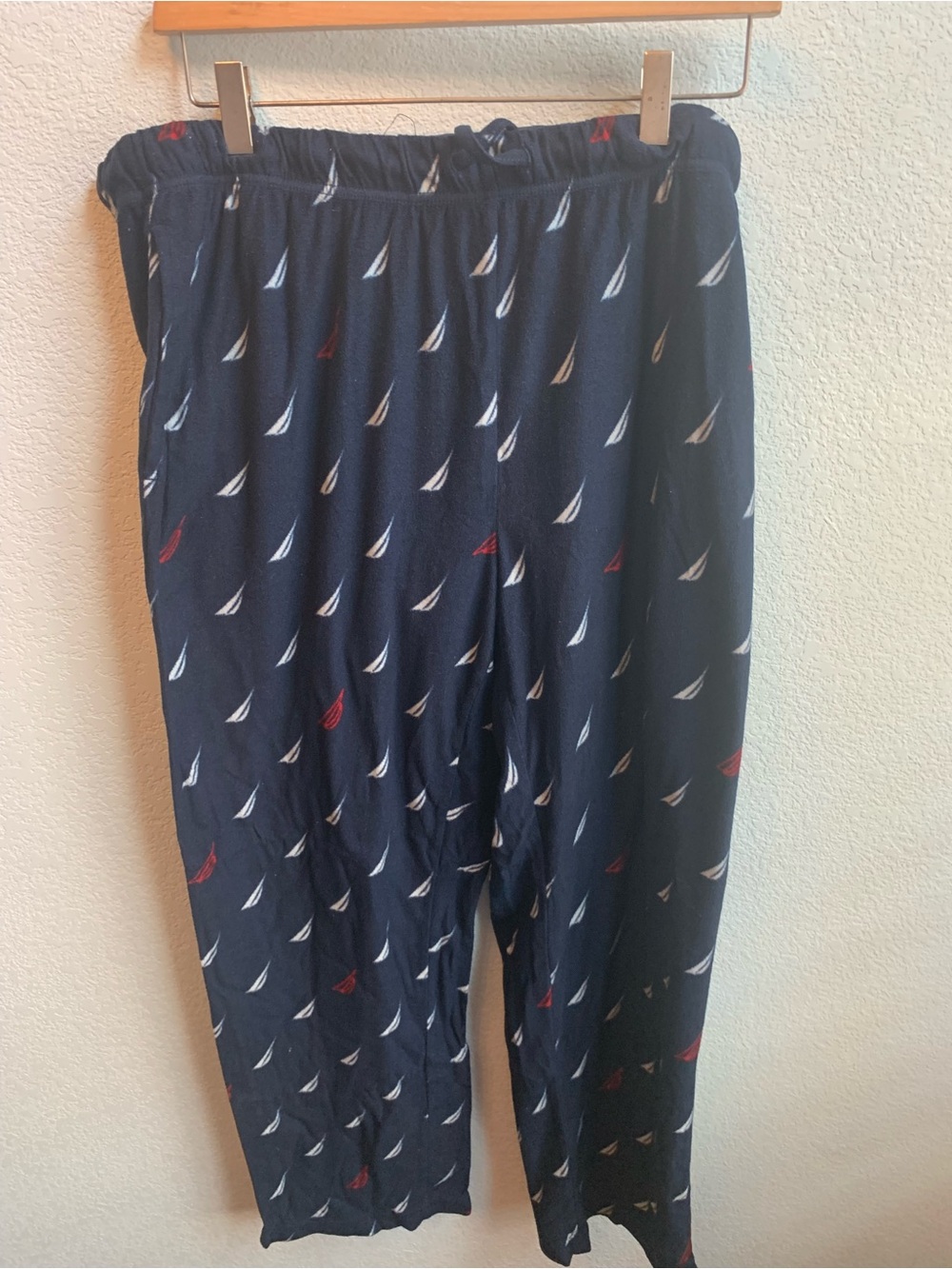 Nautica Navy Sweatpants with White and Red Sailboat Print